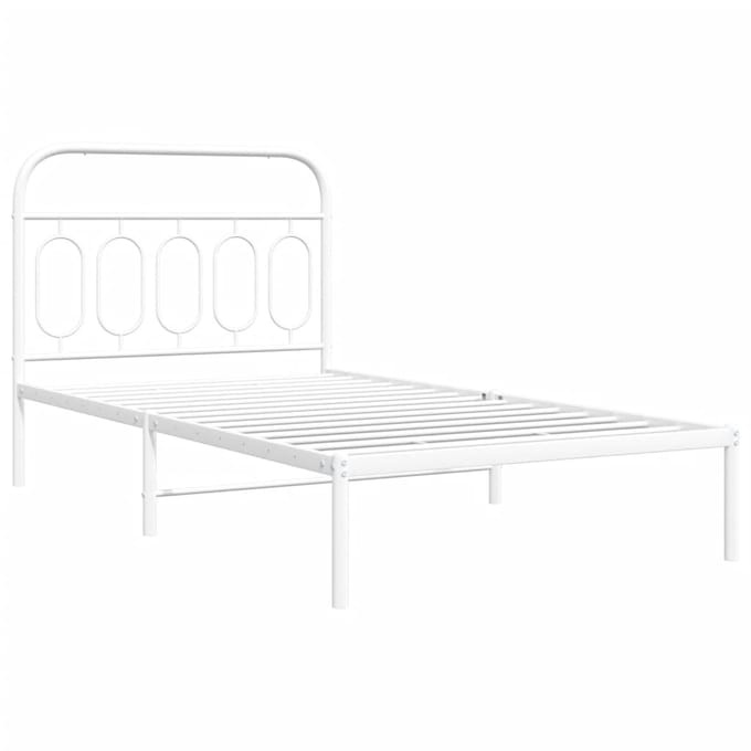 vidaXL - Bedframe - met - hoofdbord - metaal - wit - 100x190 - cm