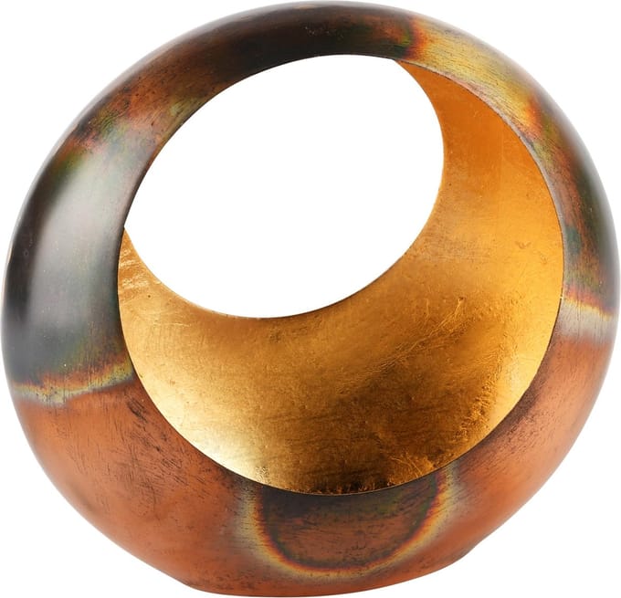 Dekoratief | Theelichthouder open bol 'Copper Sky', metaal, 16x9x16cm | A248177