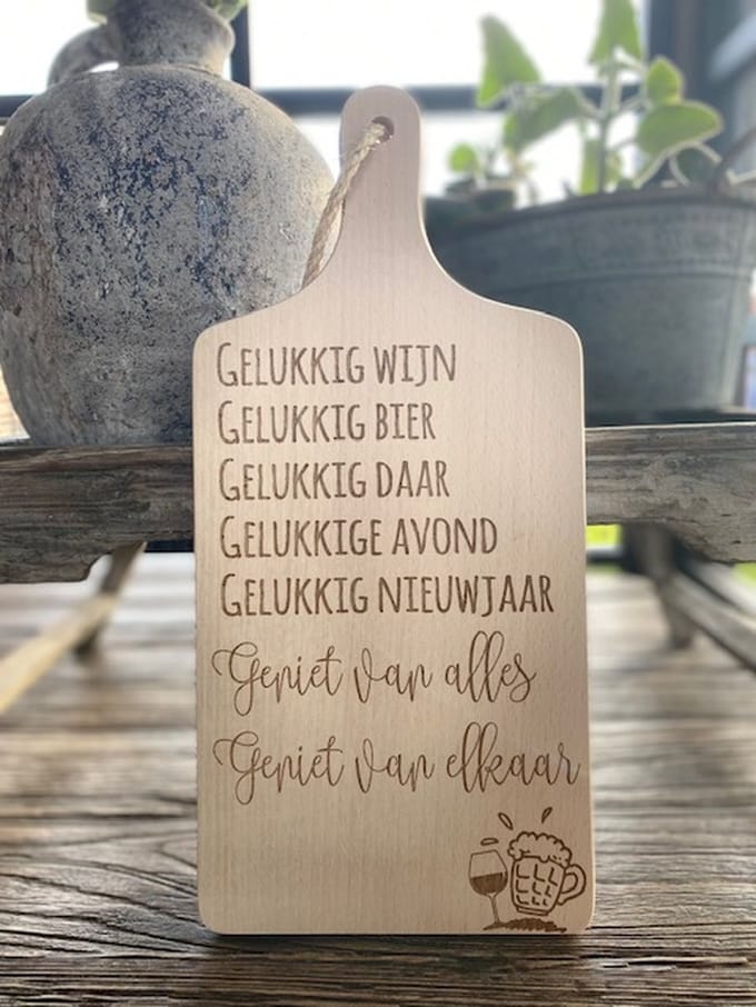 Creaties van Hier - serveerplankje - kerstpakket - 35 cm - hout