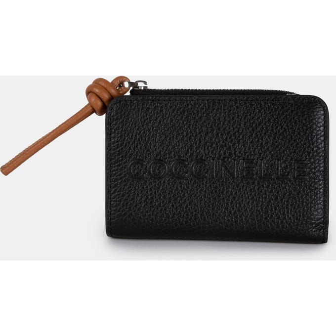 COCCINELLE Leren Portemonnee Myrtha Maxi Log Wallet Noir / Cuir Zwart