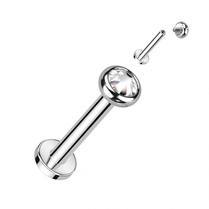 Piercing titanium flat bezel intern schroefdraad 1.2x8x3 - zilver - LMPiercings