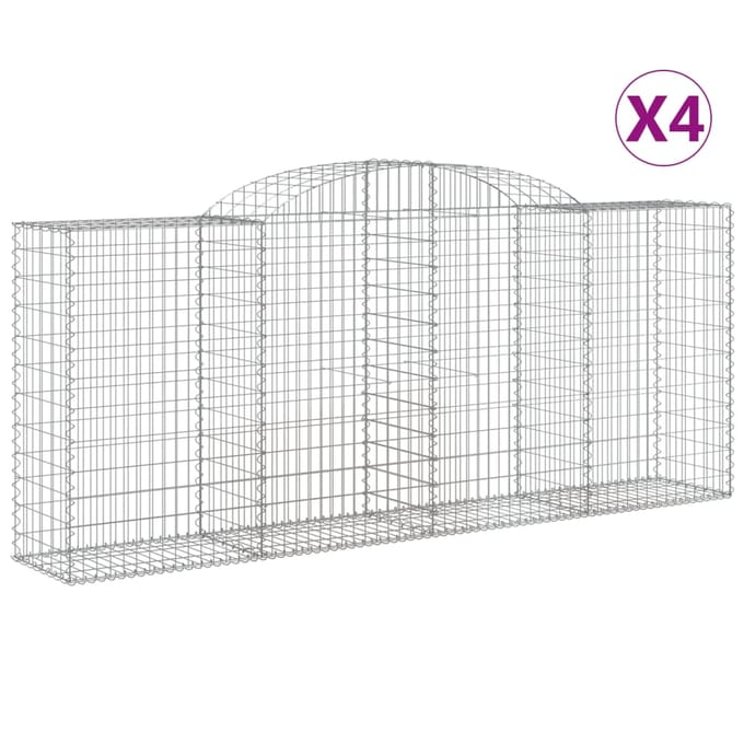 vidaXL - Schanskorven - 4 - st - gewelfd - 300x50x120/140 - cm - ijzer