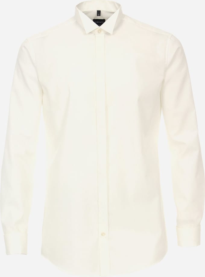 VENTI modern fit smoking overhemd - popeline - beige - Strijkvrij - Boordmaat: 36
