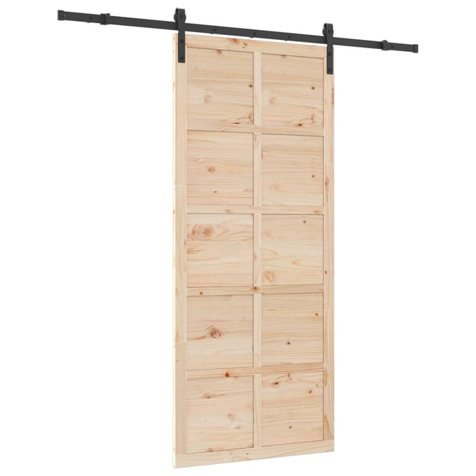 vidaXL - Schuifdeur - Naturel - 80 - x - 208 - cm - Massief - grenenhout