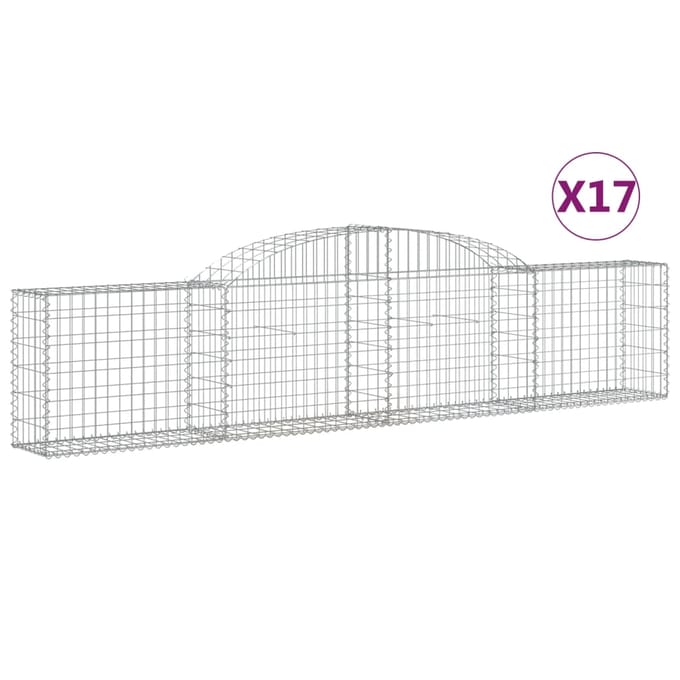 vidaXL - Schanskorven - 17 - st - gewelfd - 300x30x60/80 - cm - gegalvaniseerd - ijzer