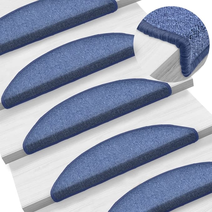 vidaXL Trapmatten 15 st 56 x 17 x 3 cm Non-Slip Blauw Vilt - 100% PP