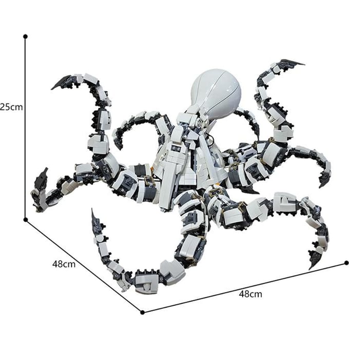 MOC Mechanische Octopus Bouwstenen Model Kit Kleine Deeltjes Assemblage Speelgoed voor Jongens Creatief Cadeau Electronic drawings white
