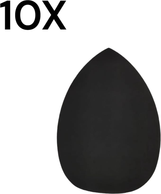 10-pack make-upsponsjes - Beauty Sponge - Make-upspons - Traanvorm - Zwart
