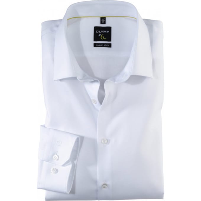 OLYMP No. Six super slim fit overhemd - wit twill - Strijkvriendelijk - Boordmaat: 43