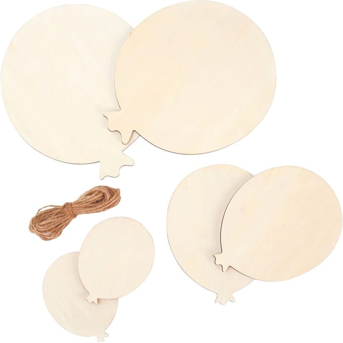Graine Creative houten ballonnen decoratie set 6 stuks voor knutselen.