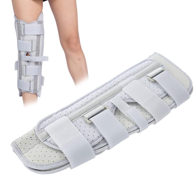Genouillère articulée réglable Fixation chirurgicale Stabilisation Fracture Support de cheville L L white