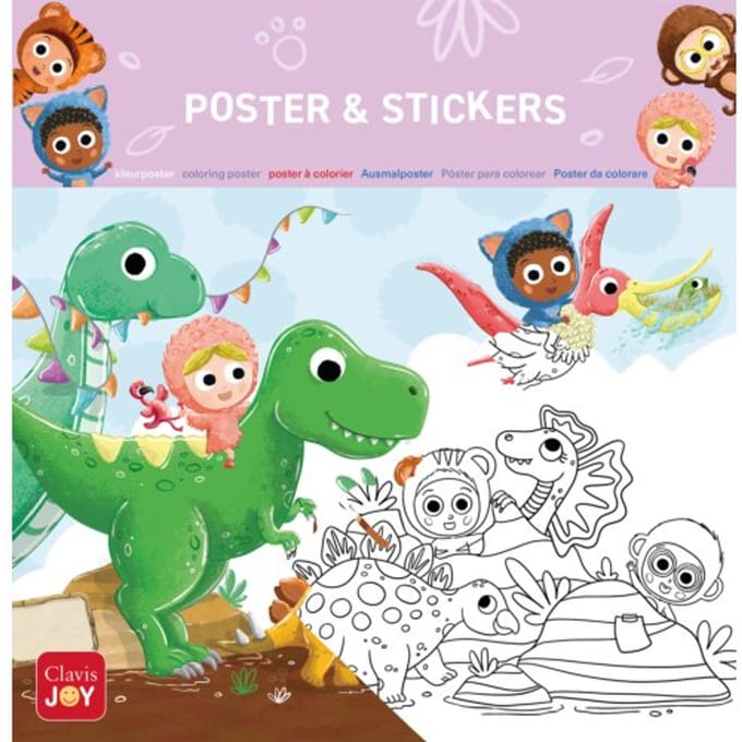 Kleurposter Beestenboel. Dinosaurus
