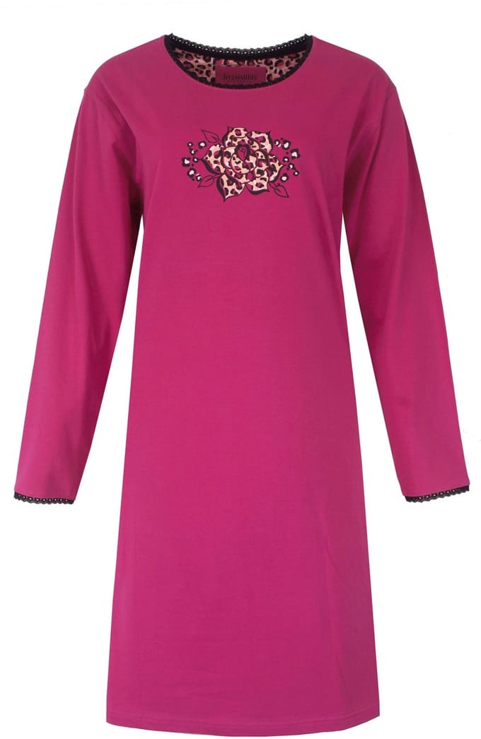 Irresistible Dames Nachthemd - Lange Mouwen - Roze - Maat M