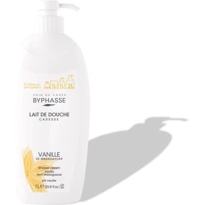 Douchemelk - BYPHASSE - Caresse - 1L - Vanille-extract - Romige textuur