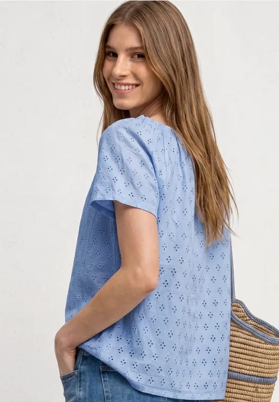 Carmen Bluse mit Shiffley-Muster