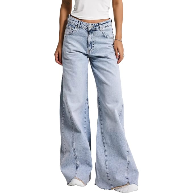 It's Basic - PALAZZO MID RISE JEANS - POWDER