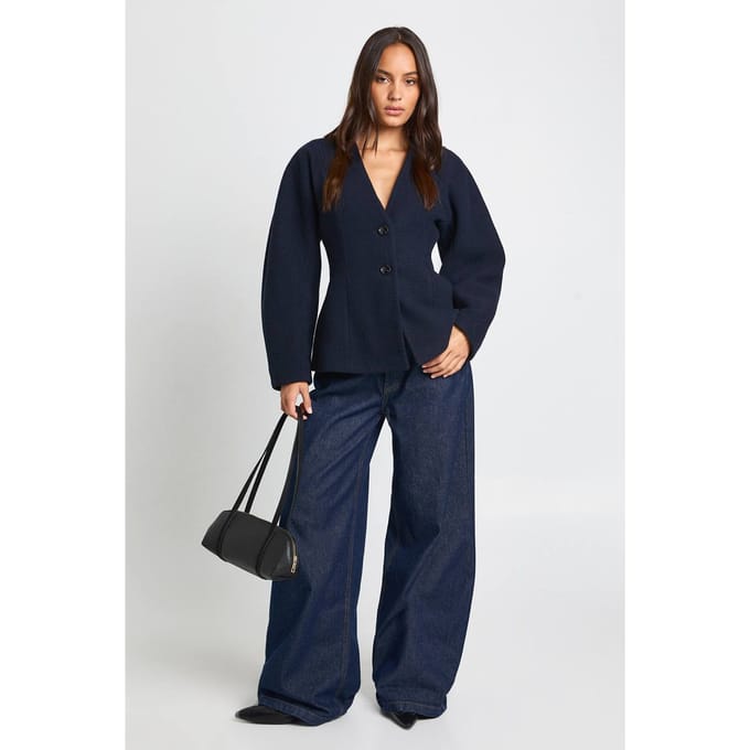 boohoo Dames Wollen-look gesyncht vest | Navy | Maat: 14