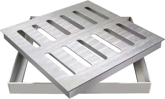 Afvoerafdekking RVS - Kanaalrooster Vloerzeef - Efficiënte Drainage - Robuuste Constructie - Met Frame - Zilver
