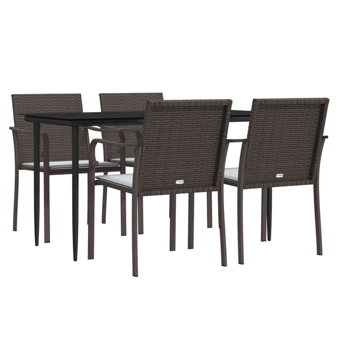 vidaXL - 5-delige - Tuinset - met - kussens - poly - rattan - en - staal