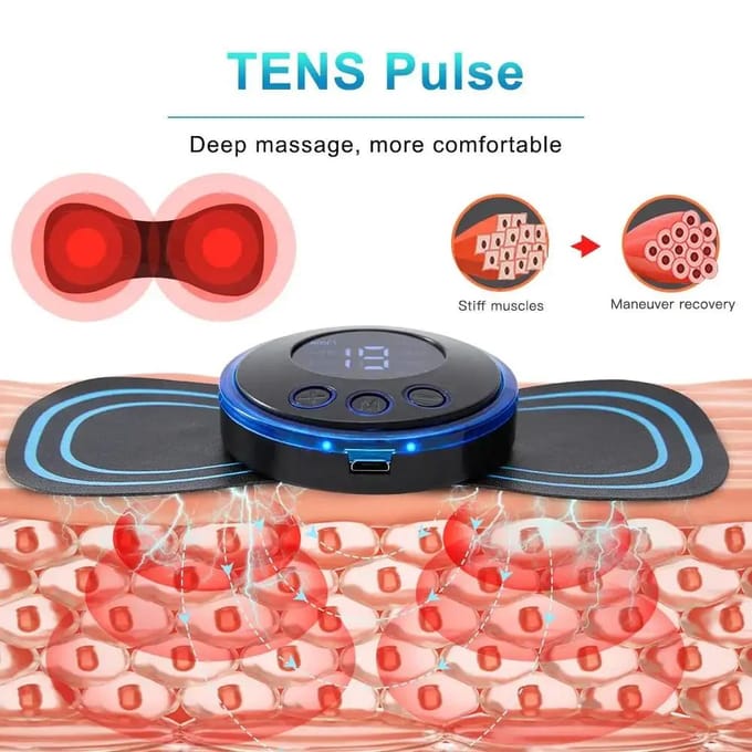 Elektrische EMS Nek Massager Mini Cervicale Rug Patch Stimulator Massageador Mat Draagbaar Gel Pad Stickers Slank black