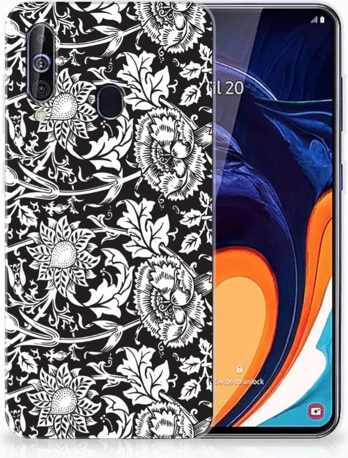 Samsung Galaxy A60 TPU Case Black Flowers