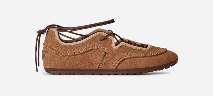 UGG® Quill Ballet Trainer in Brown, Size 4.5, Suede/Polyester