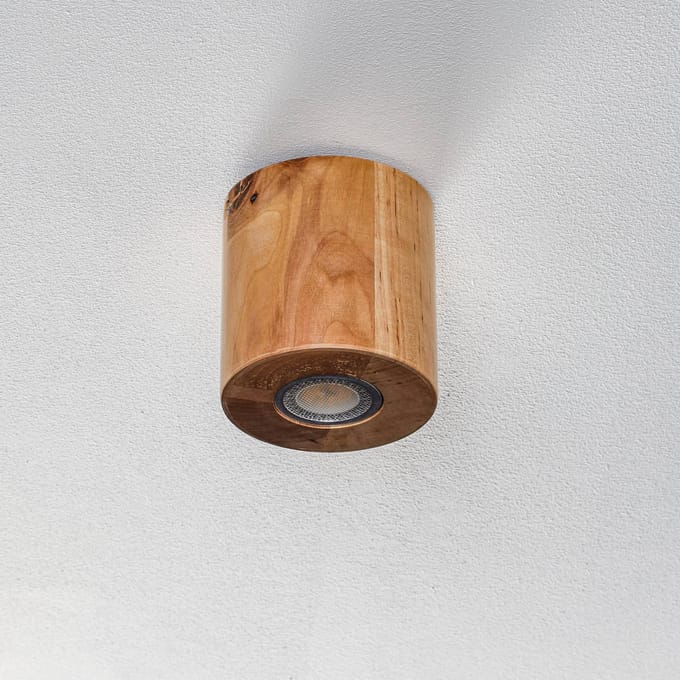 SOLLUX LIGHTING Plafondlamp Ara als cilinder van hout
