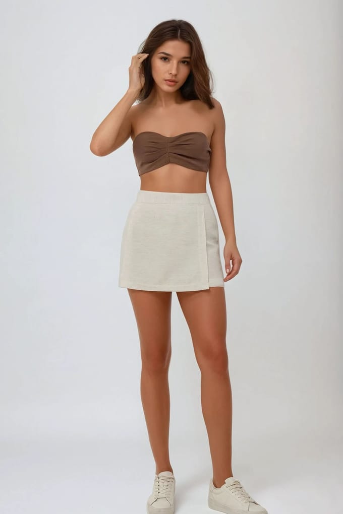 Textuur Linnen Voel Mini Skorts