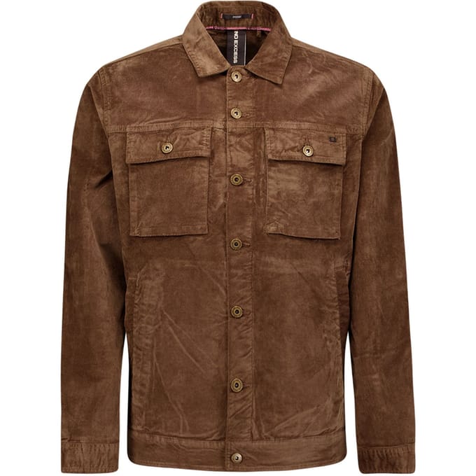 No Excess Overshirt Button Closure Fine Corduroy Stretch Taupe Größe: L | Leichte Jacken Outlet | Herren | Schwarz