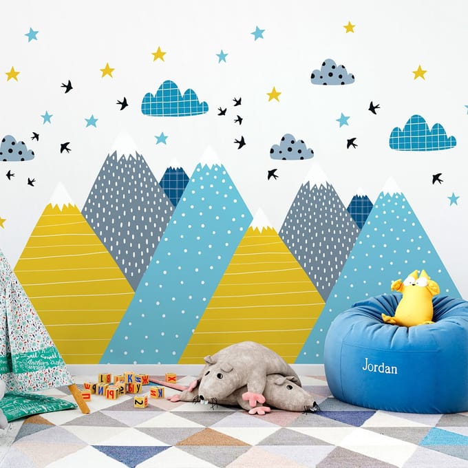 Kinderstickers met Scandinavische bergen van Kriska, 70 x 105 cm