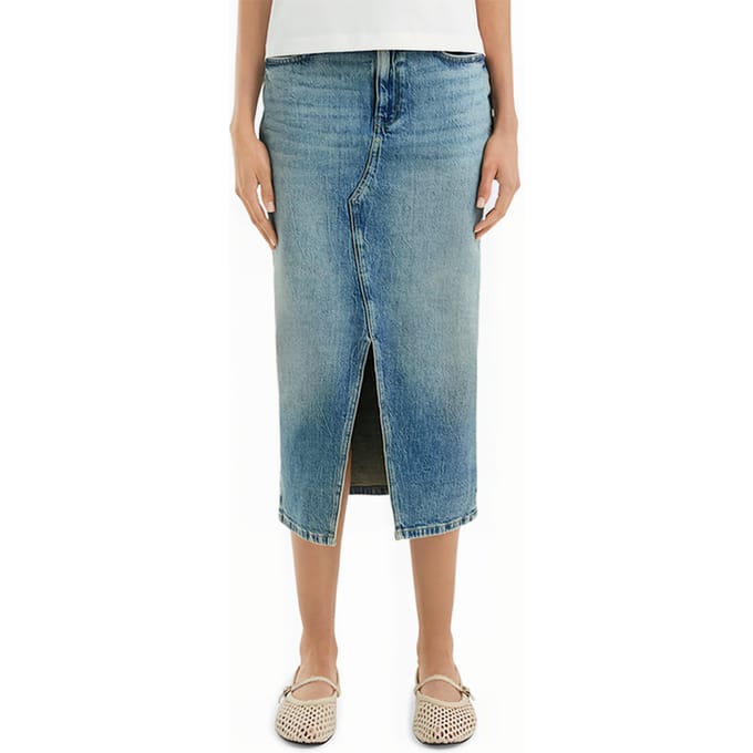 Midi jeansrok used effect vijf pockets dames QS
