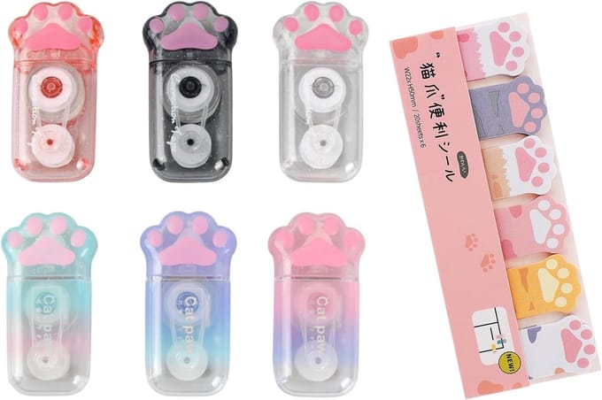 Set van 6 Kawaii Correctietapes Wit - 5mm x 6m - Schattige Roller voor Kinderen, Studenten en Kantoor