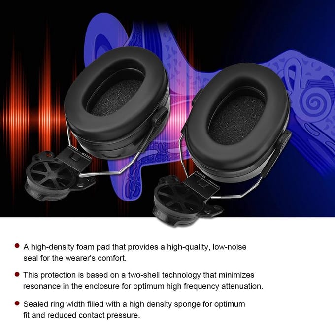 Cache-oreilles pour casque de chantier Réduction du bruit Cache-oreilles insonorisés Attache Protection auditive black