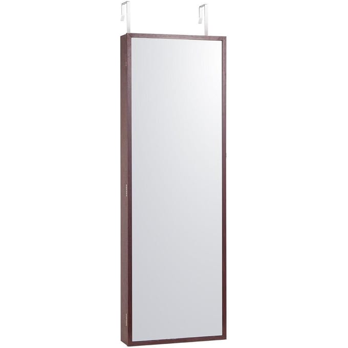 Armoire à Bijoux avec Miroir 42,52 po Verrouillable Murale ou sur Porte Marron