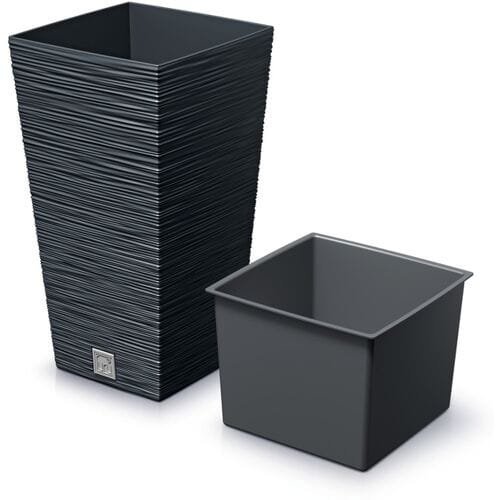 PROSPERPLAST Bloempot Furu Square (antraciet, 395x395x755)