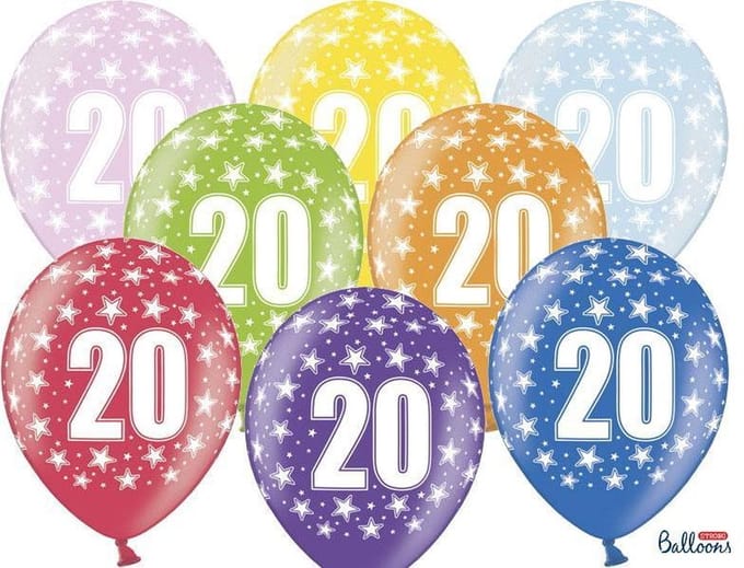 Verjaardag ballonnen 20 jaar Metallic Mix