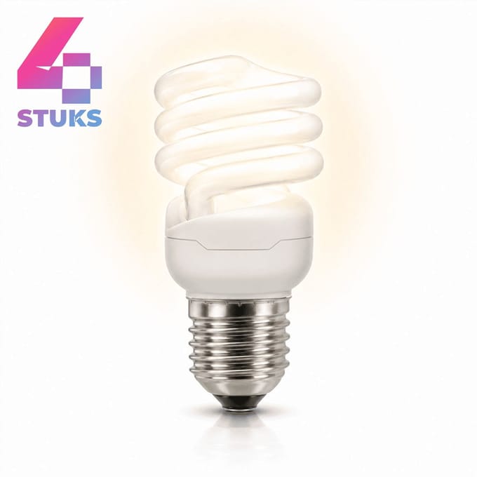 4x Spiraal Spaarlamp E27 - 9W - Daglicht (6400K) - 700 lm - 10 jaar - Niet Dimbaar