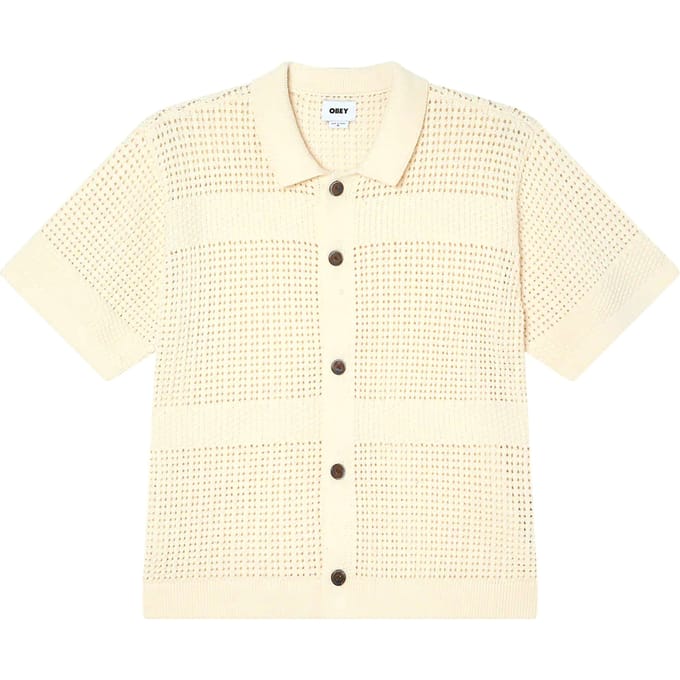 Obey Zach sweater overhemd polo korte mouwen met knopen - um geprefabriceerd