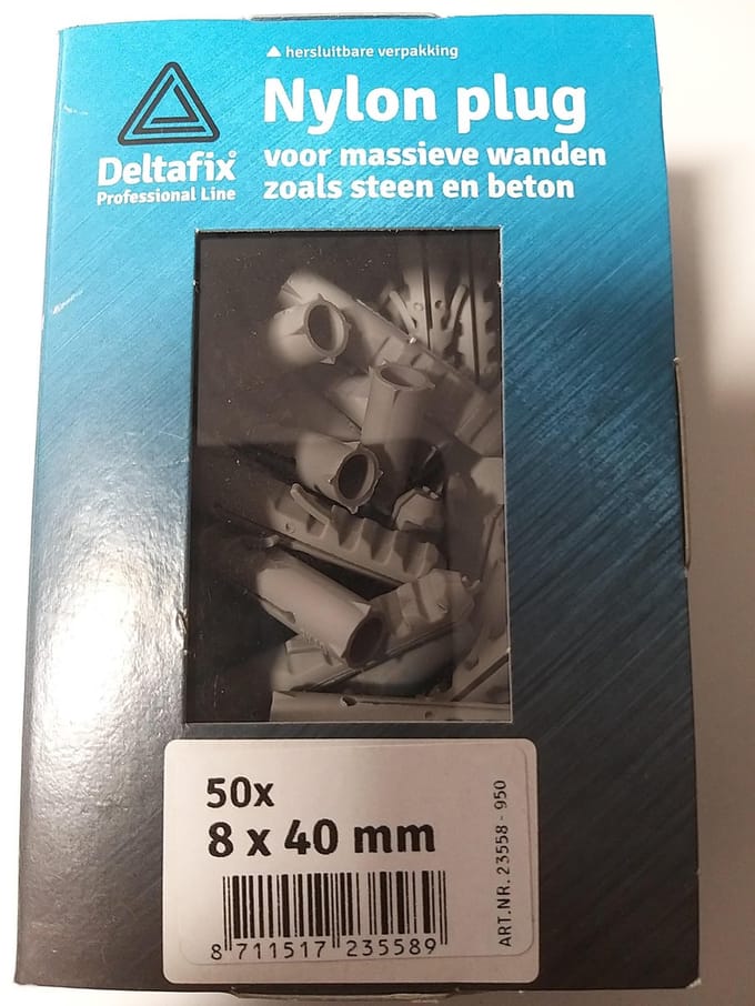 Deltafix nylon plug grijs 8 x 40 mm 50 st.
