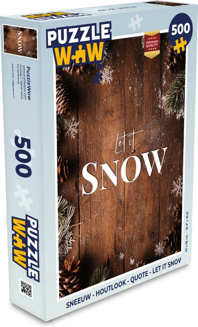 Puzzel Sneeuw - Houtlook - Quote - Let it snow - Legpuzzel - Puzzel 500 stukjes
