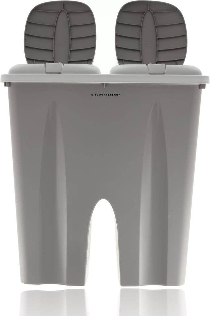 Afvalemmer 50 Liter (2x 25L) - Beige - voor Afvalscheiding - Prullenbak - afval - afvalbak - Container
