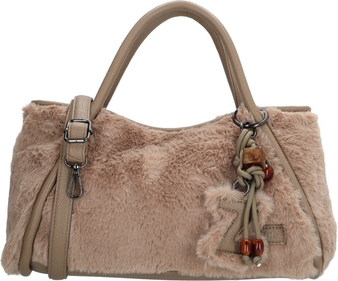 Zebra Trends Sofie Handtas - Dames Tas - Bonte Tas - Schouderband - Bagcharm - Trendy Handtas - Schoudertas - Lichttaupe