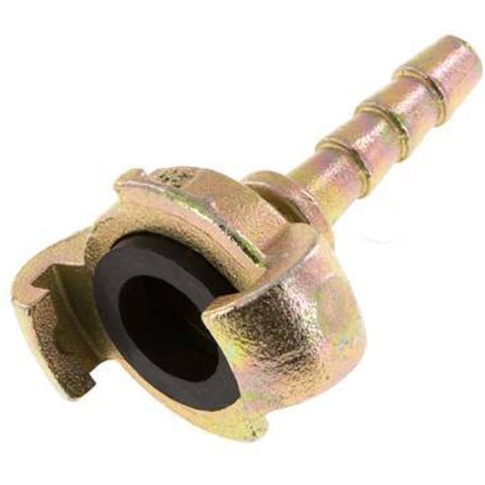 Gietijzer DN 5.5 DIN 3489 Compressor Klauwkoppeling met 10 mm Slangpilaar Veiligheidskraag