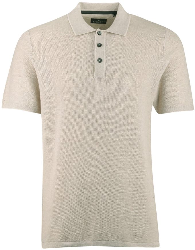 Poloshirt Casa Moda beige structuur 3 knoops