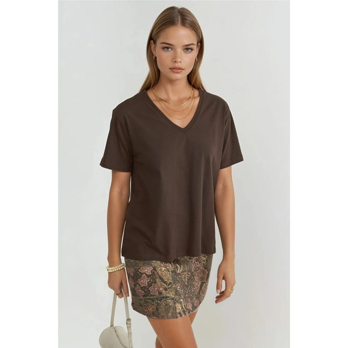V-hals Effen Gebreid T-shirt