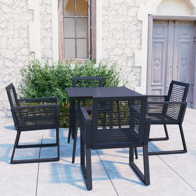 vidaXL - 5-delige - Tuinset - PVC-rattan - zwart