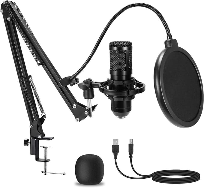 Professionele USB Condensatormicrofoon voor Podcast en Streaming - Plug & Play PC Microfoon