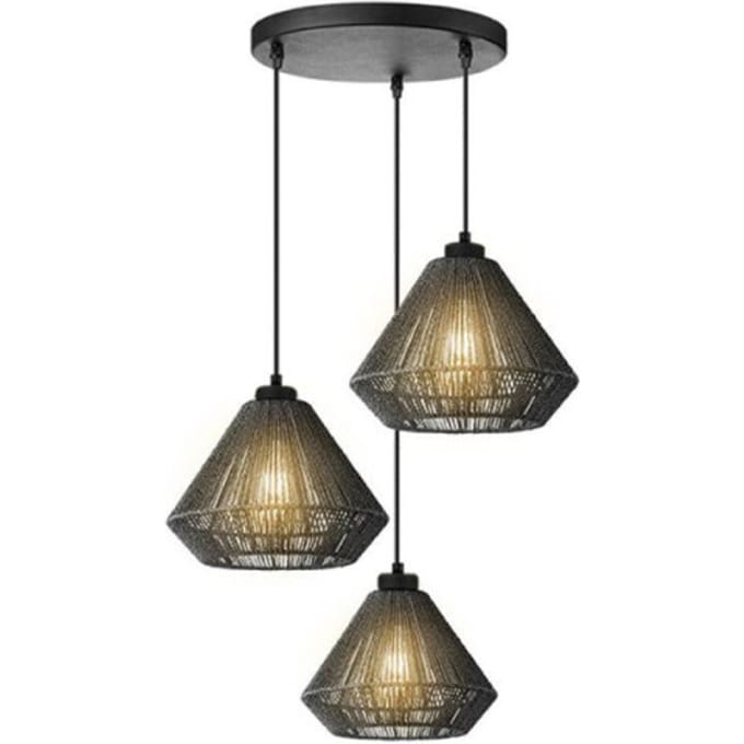 LABEL51 Ibiza Hanglamp - Zwart - Stof - 3-Lichts
