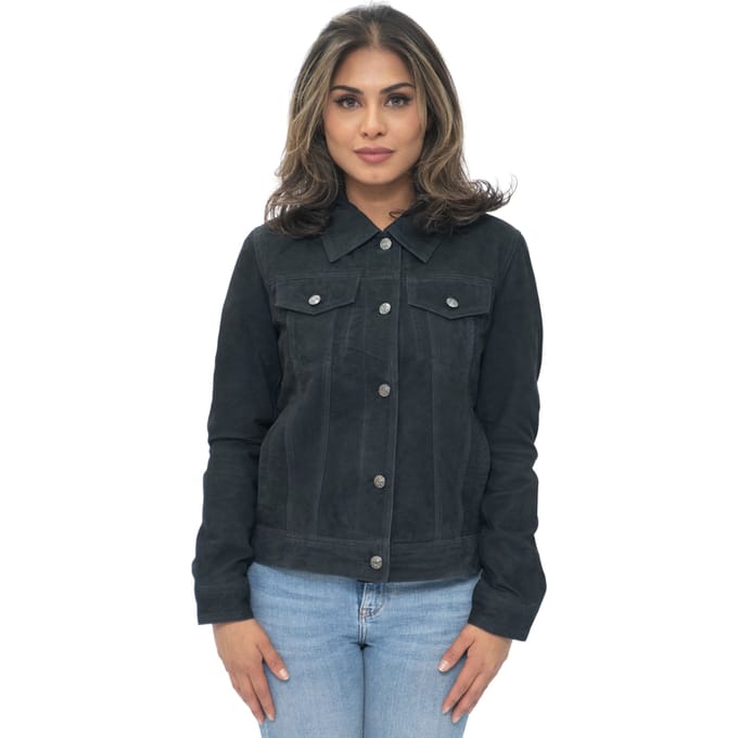 Dames geit suède trucker jeansjack-Astoria