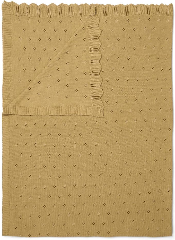 Essenza Knitted Ajour Plaid Fern yellow - 130x170 cm